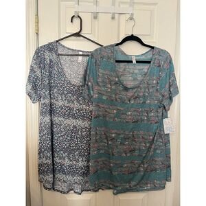 Lularoe NWT 2xl Classic T Short Sleeve Short Colorful Pattern Set Of 2